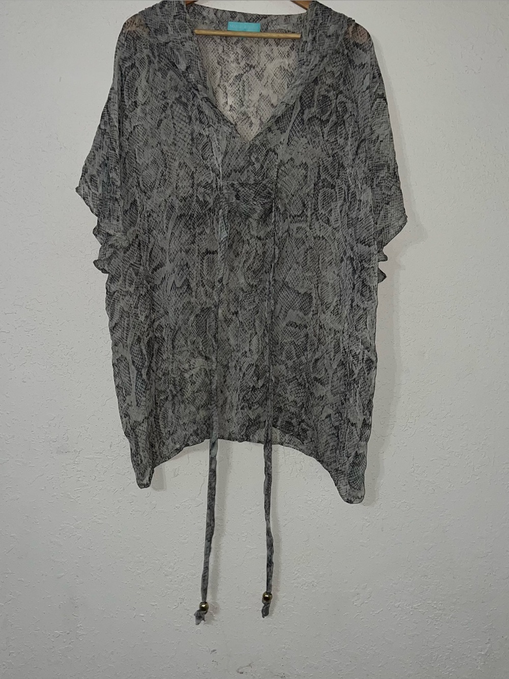 Melissa Odabash Kaftan Silk Swim Cover Up Snake Print One Size.